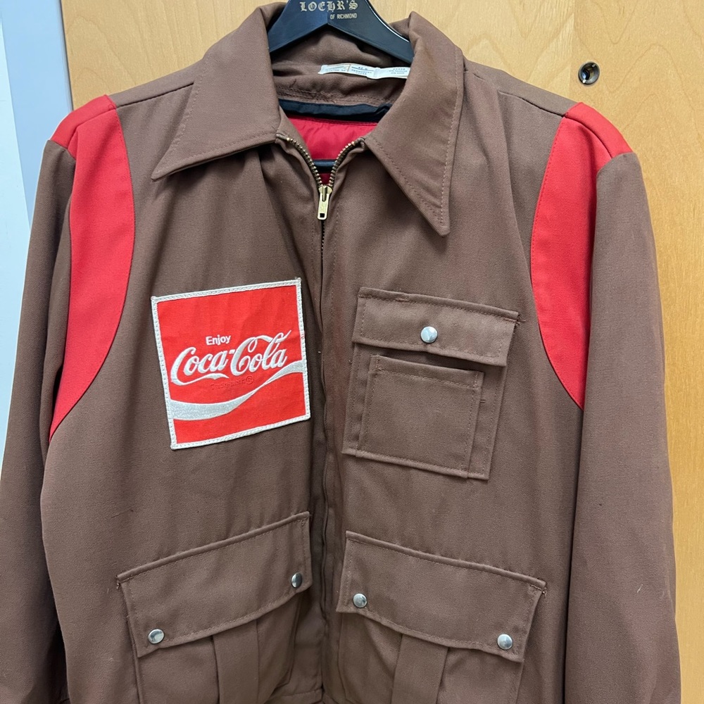 Coca Cola brown delivery uniform work jacket/coat with 5” patch.